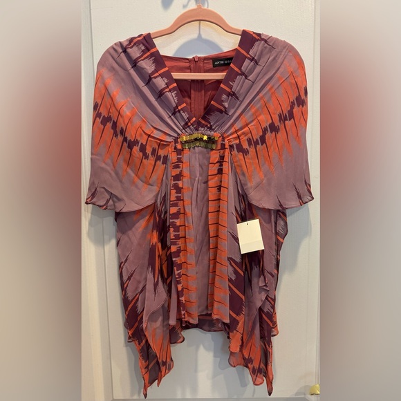 ANTIK BATIK Flame Tee Embellished Blouse Tunic Small NWT RARE!